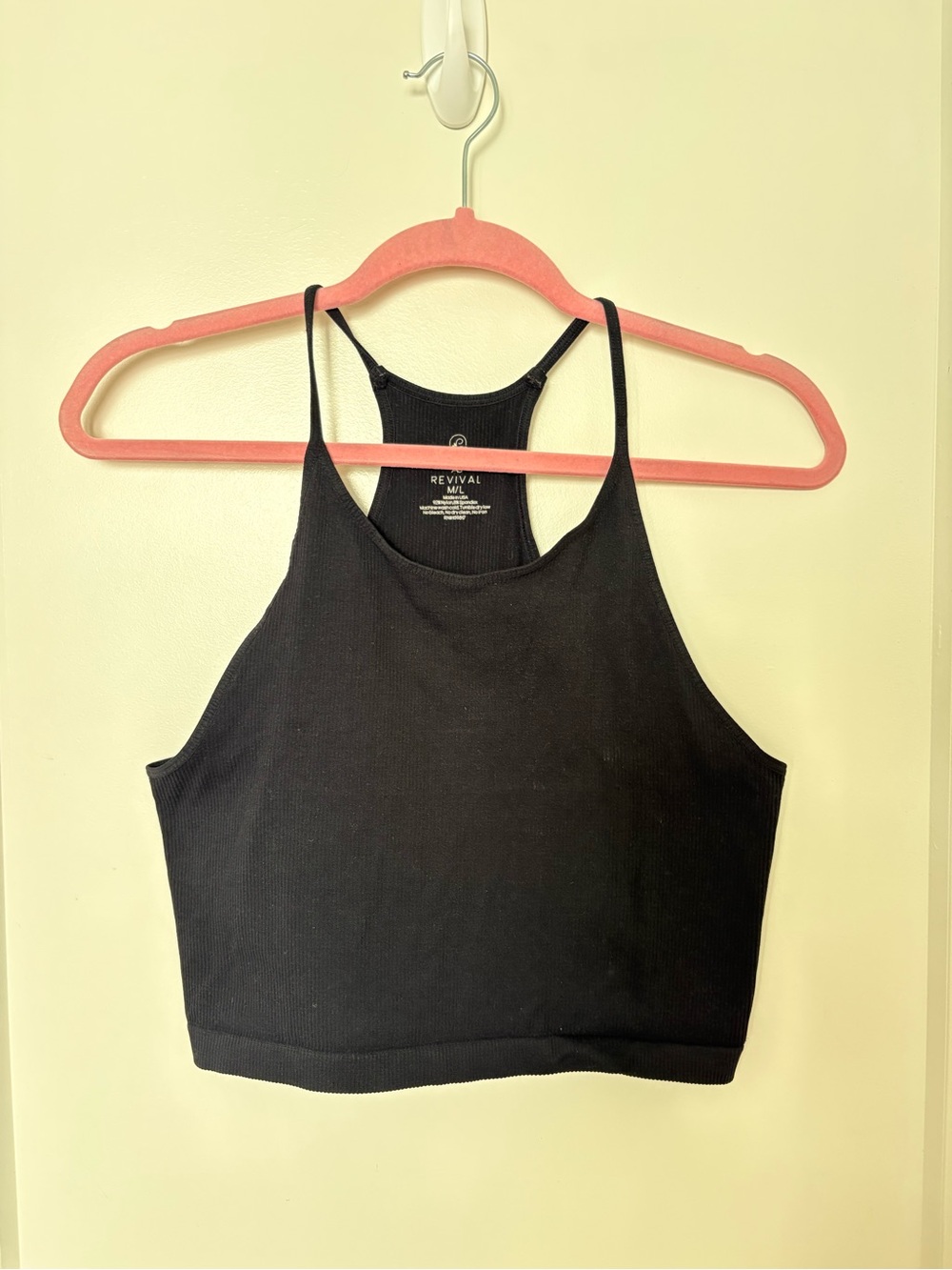 Altar’d State REVIVAL Black Ribbed Racerback Crop Tank